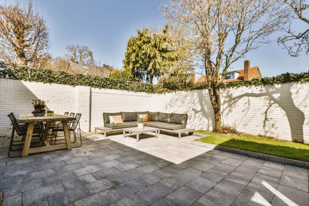 yard with hardscapes